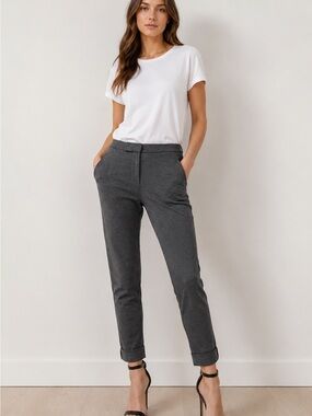 ATM Anthony Thomas Melillo Gray Knit Tapered Ankle Pants Cuffed Hem Size 28